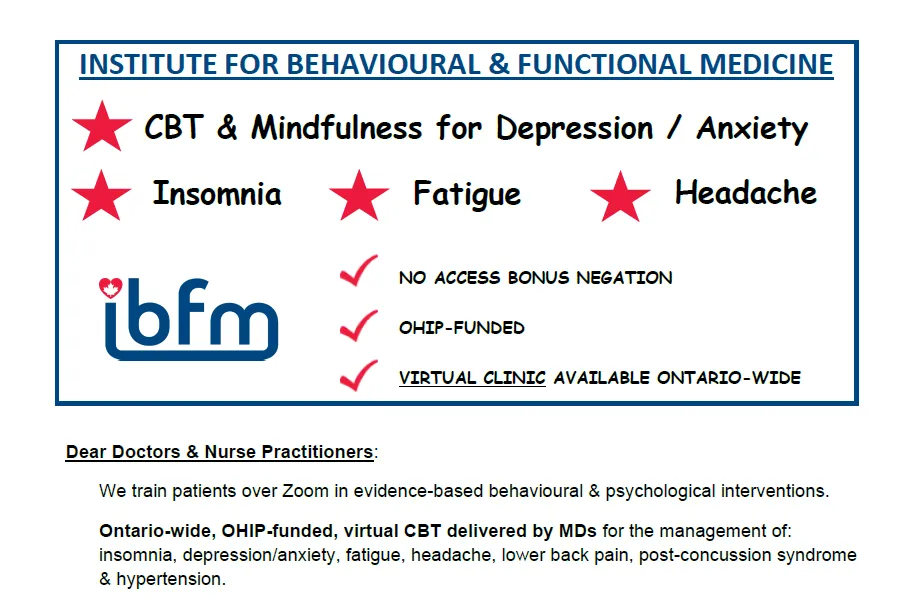 IBFM brochure, IBFM Institute for Behavioural & Functional Medicine Ontario, Canada