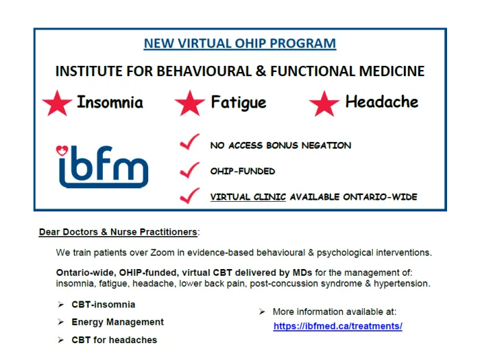 New practice announcement, IBFM Institute for Behavioural & Functional Medicine Ontario, Canada